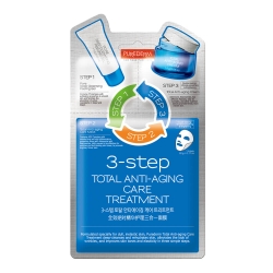 PUREDERM - TOTAL ANTI-AGING Odmładzający 3-etapowy koreański zabieg na twarz, 1,5g + 22g + 1,5g