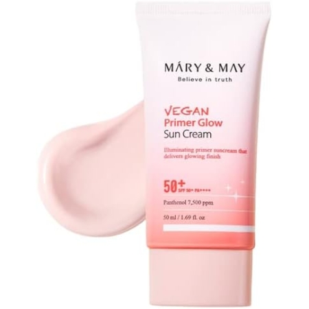 Mary&May - Vegan Primer Glow Sun Cream SPF50+ PA++++, 50ml - rozświetlająca baza pod makijaż z pigmentem