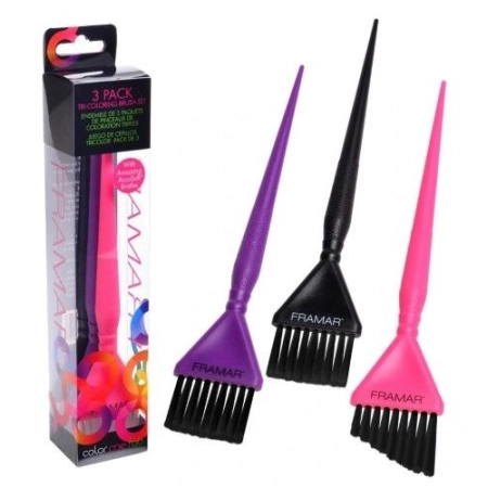 FRAMAR ZESTAW PĘDZLI DO KOLORYZACJI FARBOWANIA WŁOSÓW TRIPLE THREAT 3 SZT
