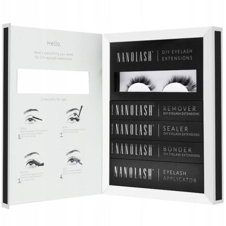 Zestaw Nanolash sztuczne rzęsy 10,12,14 mm Harmony 36 szt + bonder 5 ml + sealer 5 ml + aplikator 1 szt + remover do rzę
