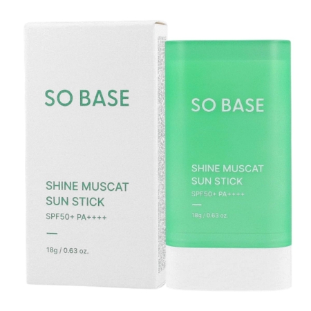 SO BASE - Shine Muscat Sun Stick SPF50+ PA++++, 18g - odświeżający filtr przeciwsłoneczny w sticku z ekstraktem z winogr
